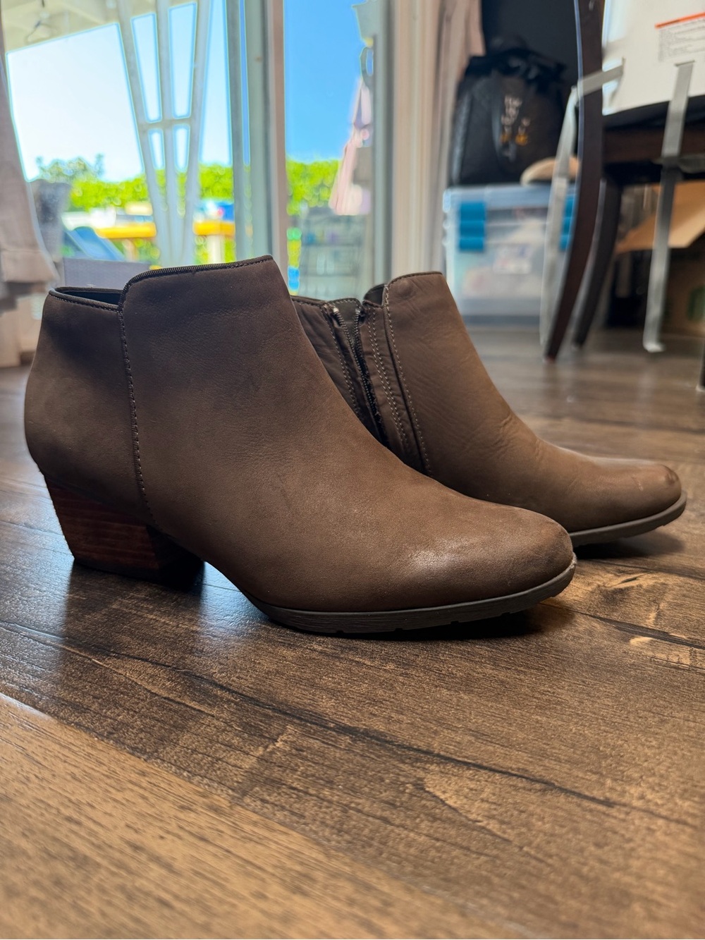 Blondo Brown Low Stack Heel Ankle Booties